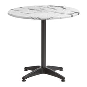 Enduratop Complete Dining Table - 70cm Diameter - Carrara Marble with Alby Black Base