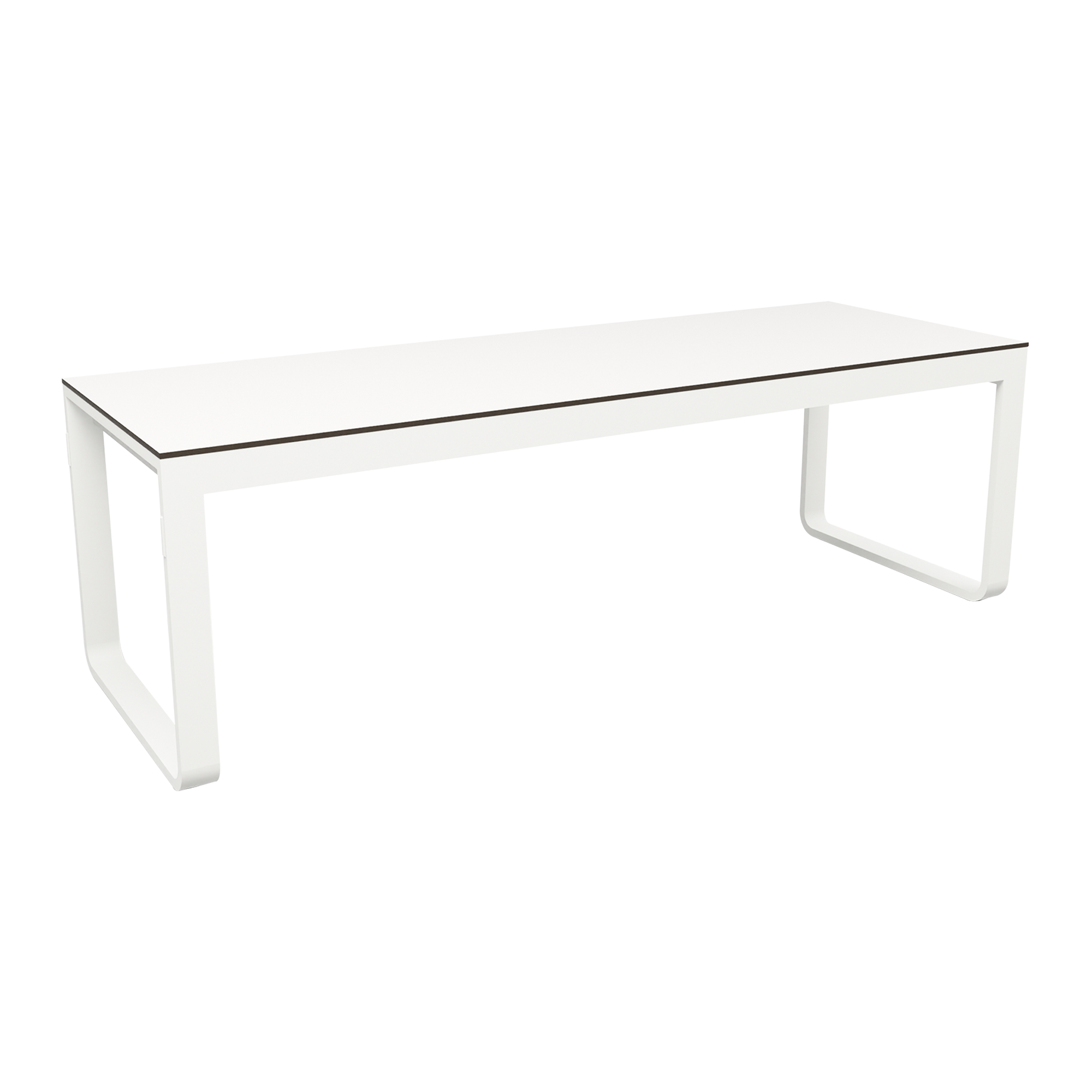 Flow Grande Standing Table - White Aluminium - White HPL Top - 230x80cm