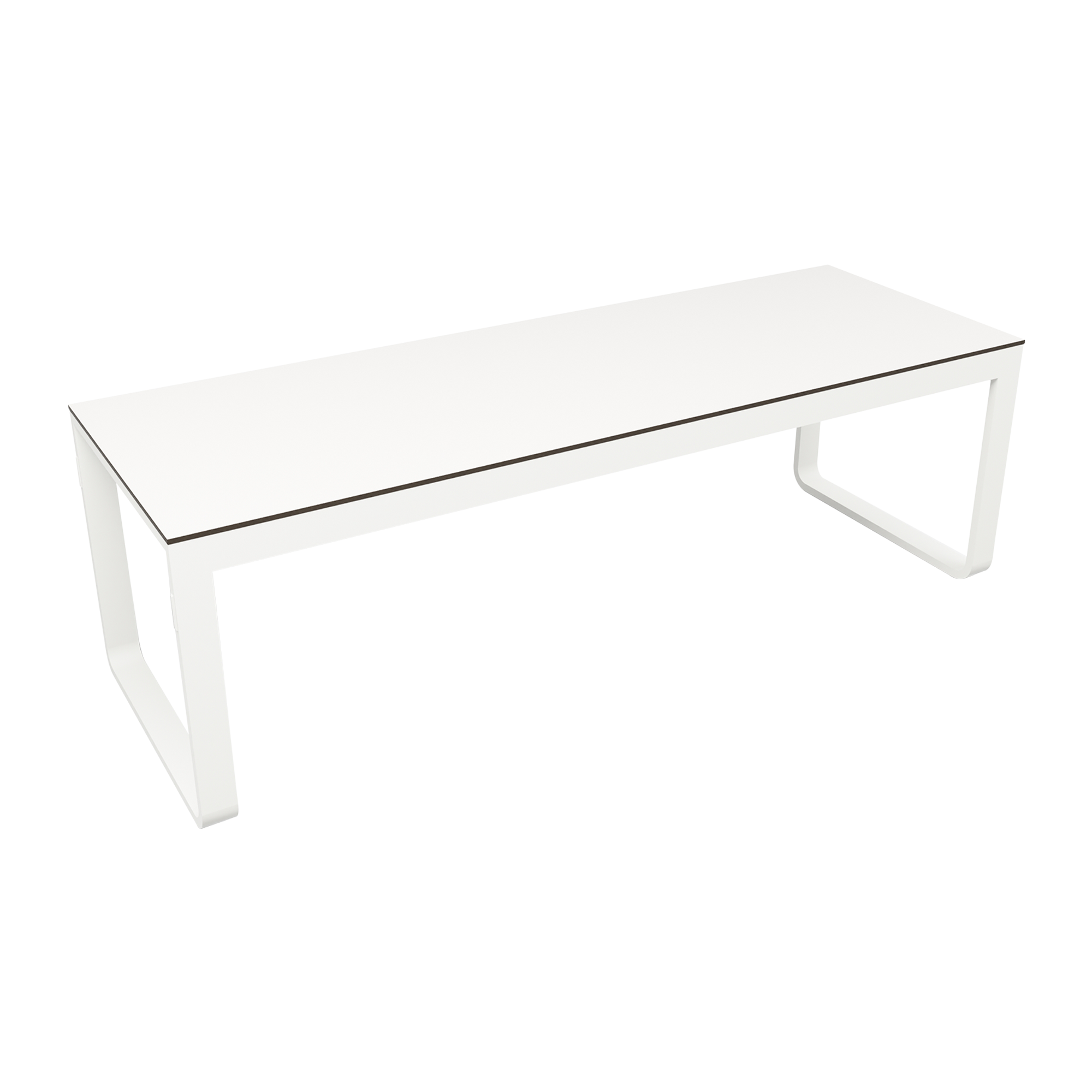Flow Grande Standing Table - White Aluminium - White HPL Top - 230x80cm