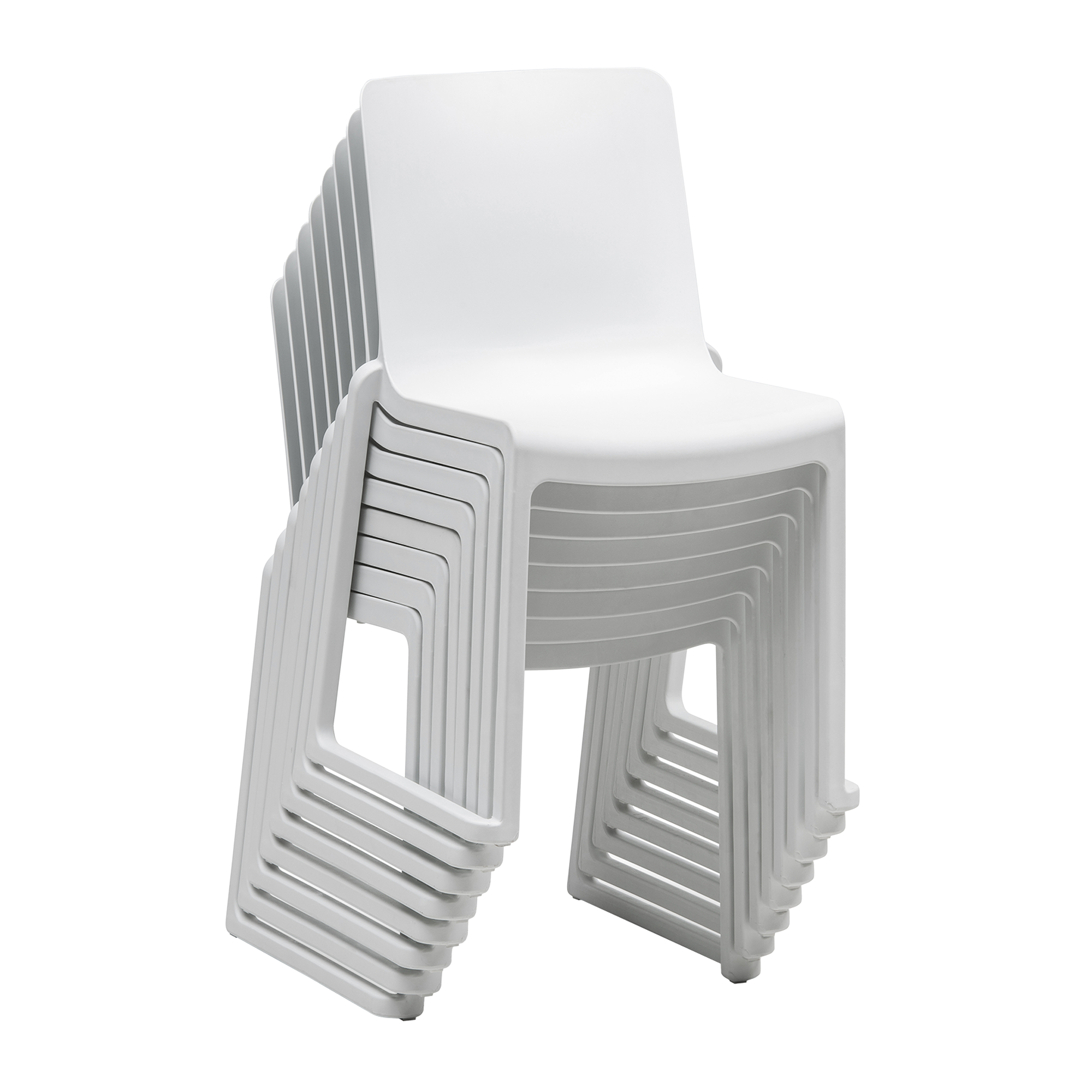 Kasar Set - 20x White Stacking Side Chairs & Storage Trolley