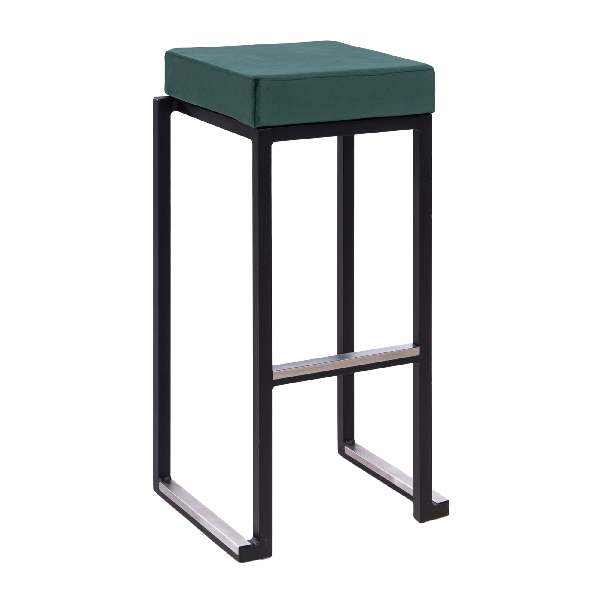 Kubo Smart Bar Stool - Black Frame - Green Velvet Seat Pad