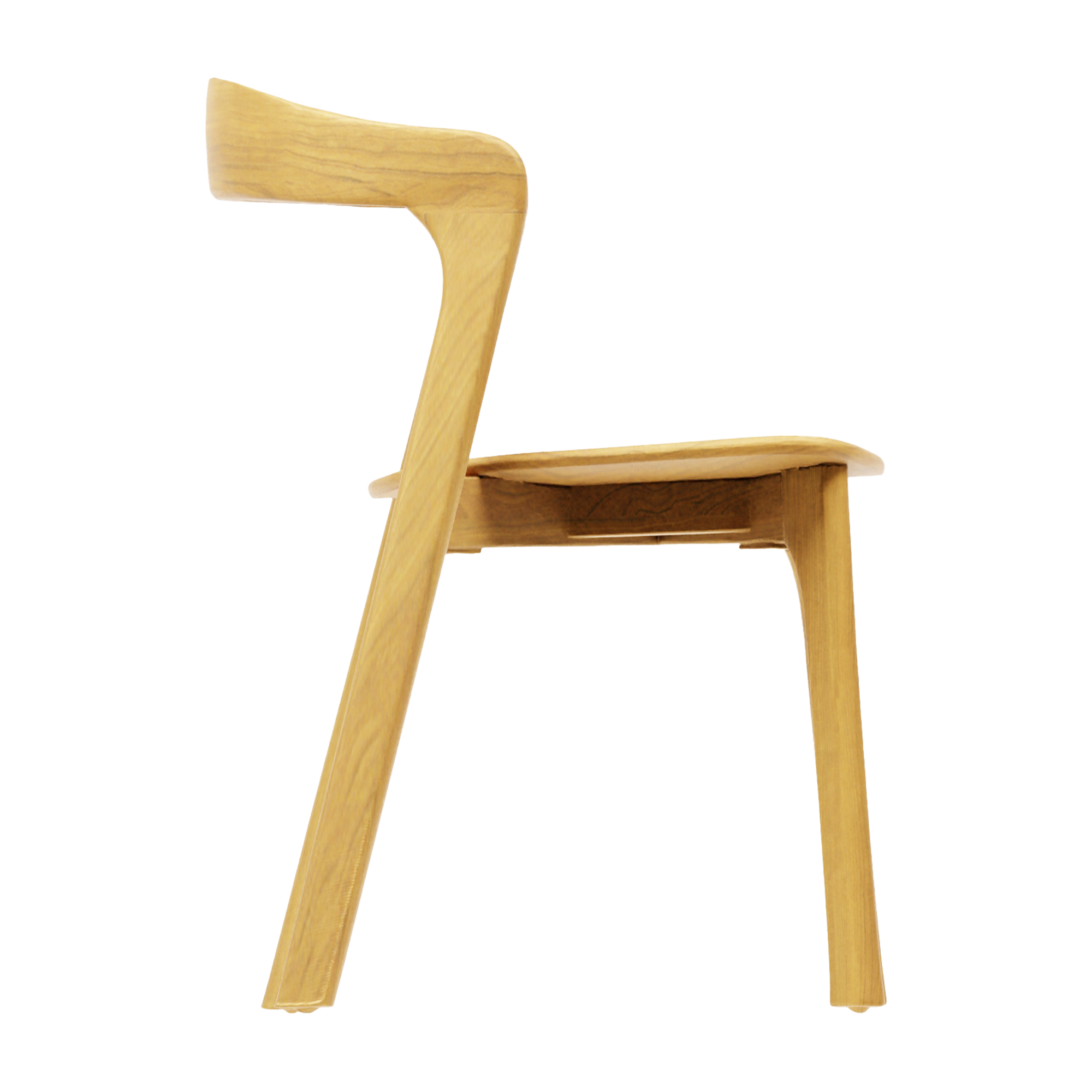 Nina Stacking Side Chair - Natural Oak - White Upholstered Seat Pad