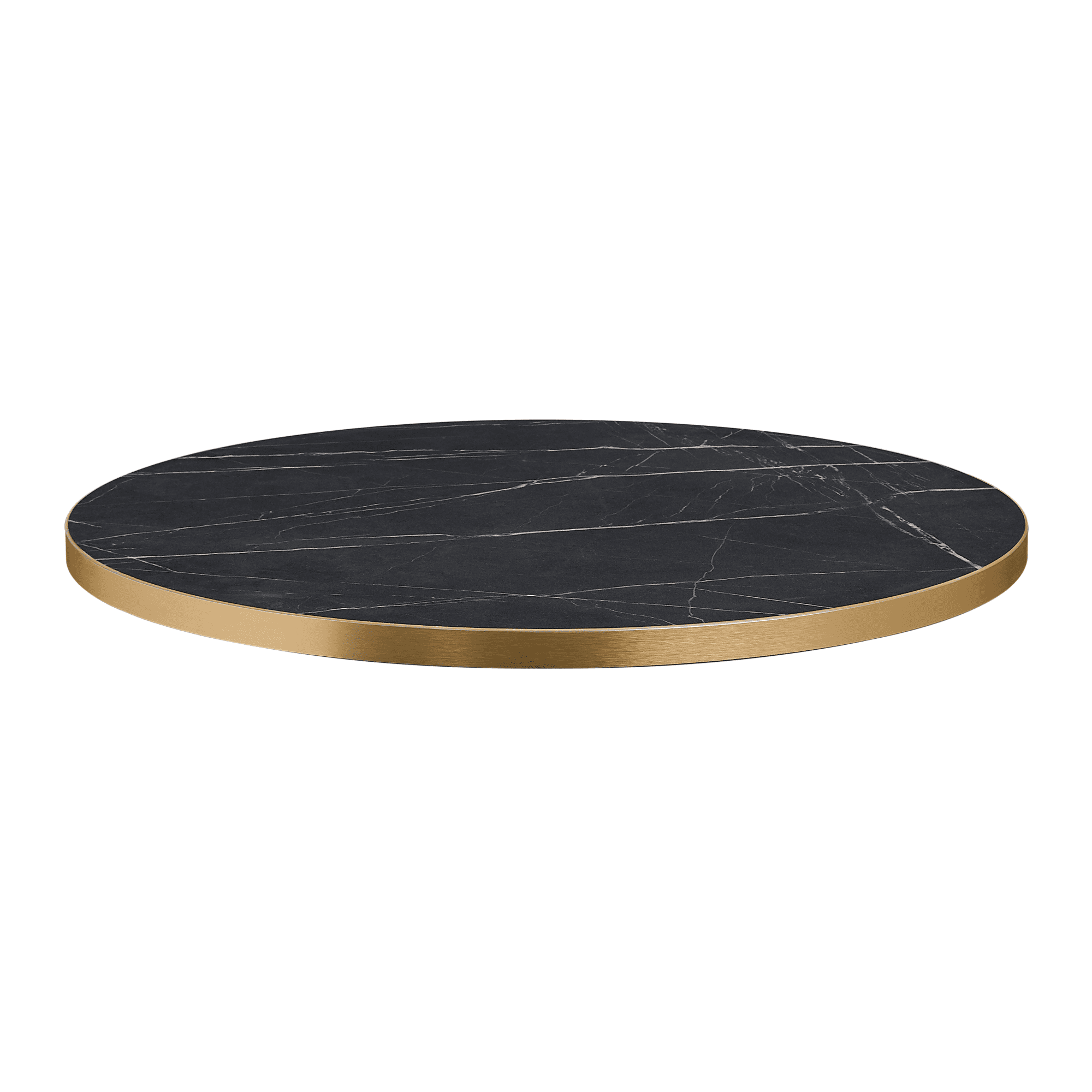 Omega Complete Dining Table - Black Marble Top with Boston Sleek Black/Gold Base - 600mm Dia