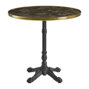 Parisian Complete Dining Table - 70cm Diameter - Dark Marble with Nevada Black Base