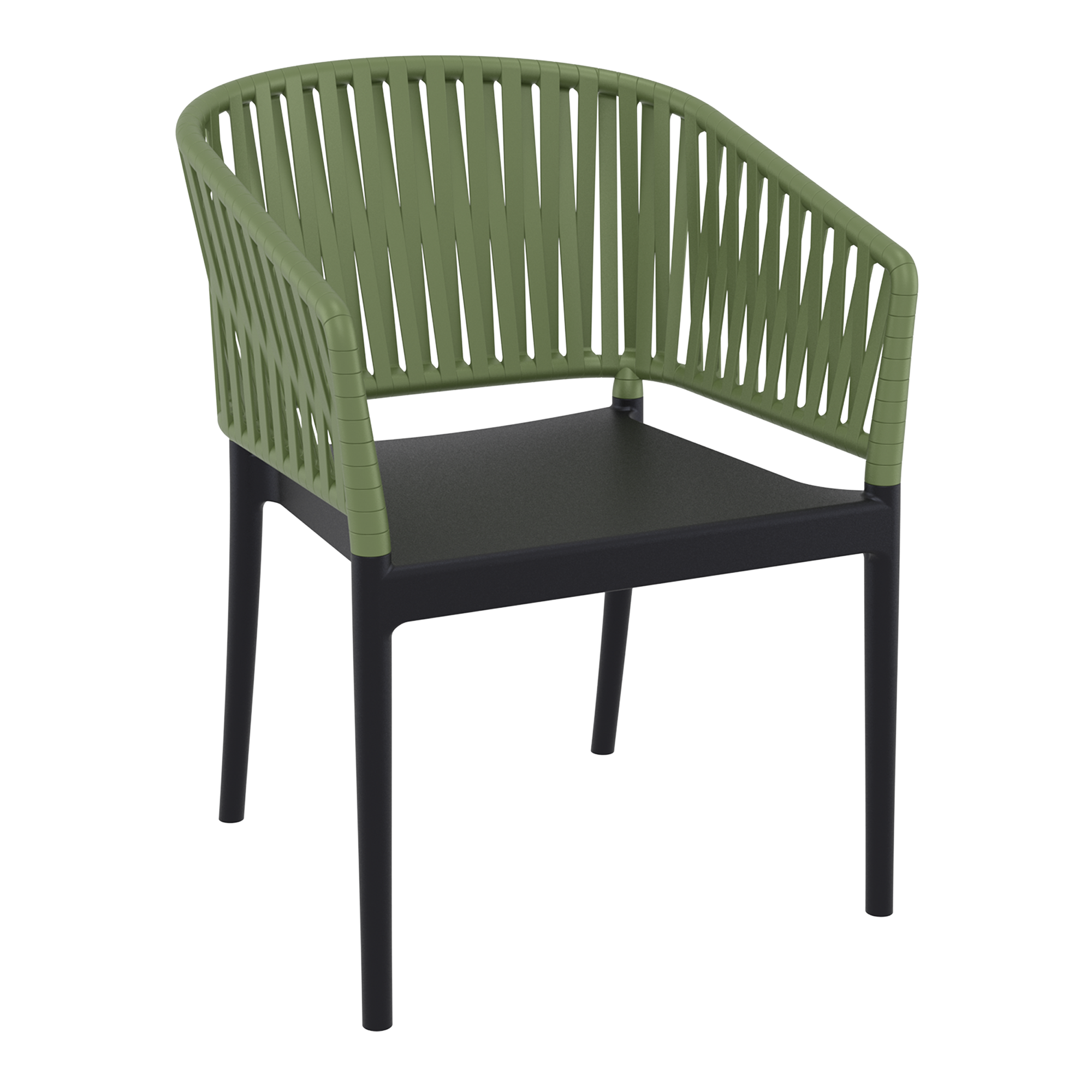Portofino Stacking Armchair - Black/Olive Green