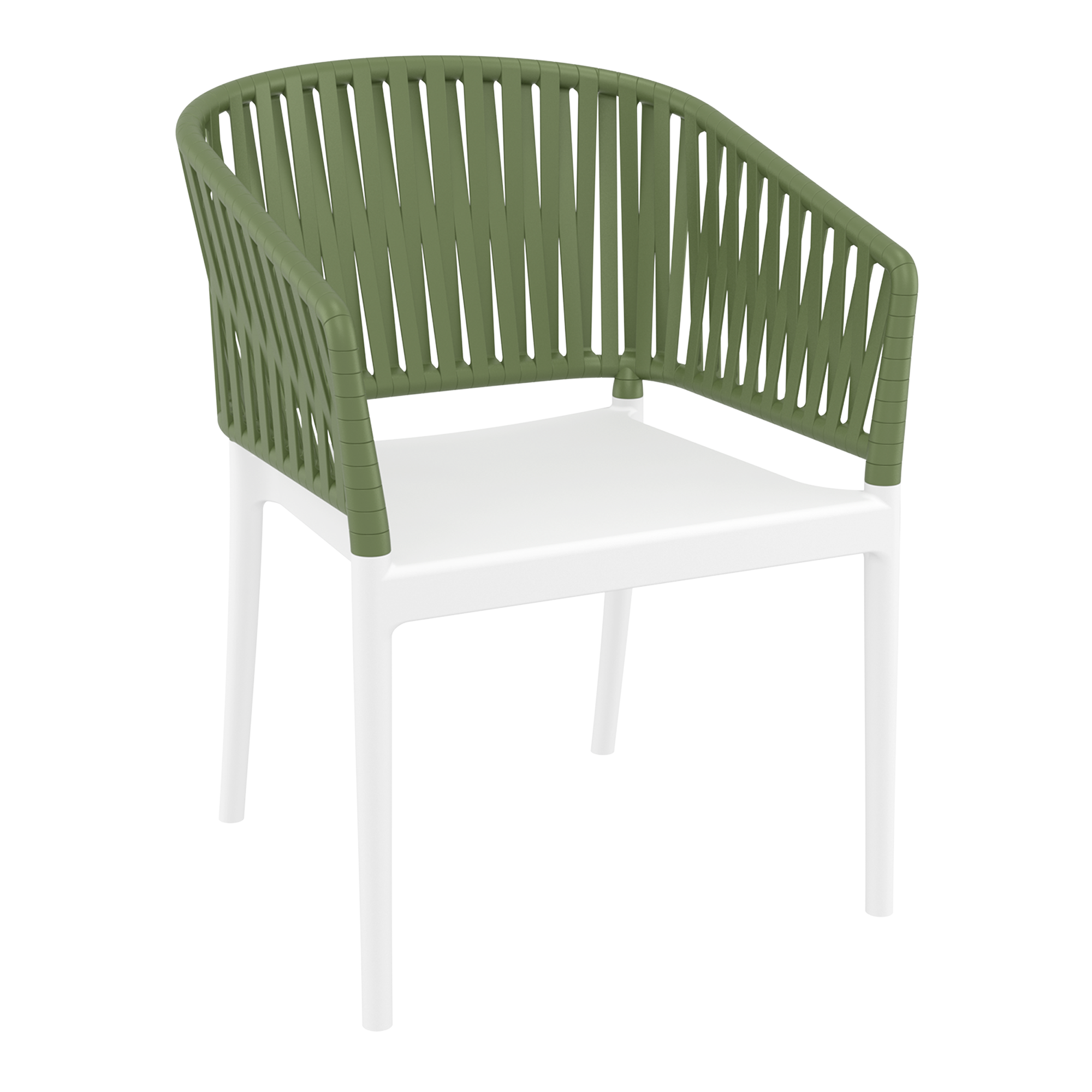 Portofino Stacking Armchair - White/Olive Green