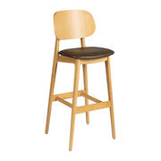 Relish Bar Stool - Natural Oak - Lascari Vintage Brown Seat Pad