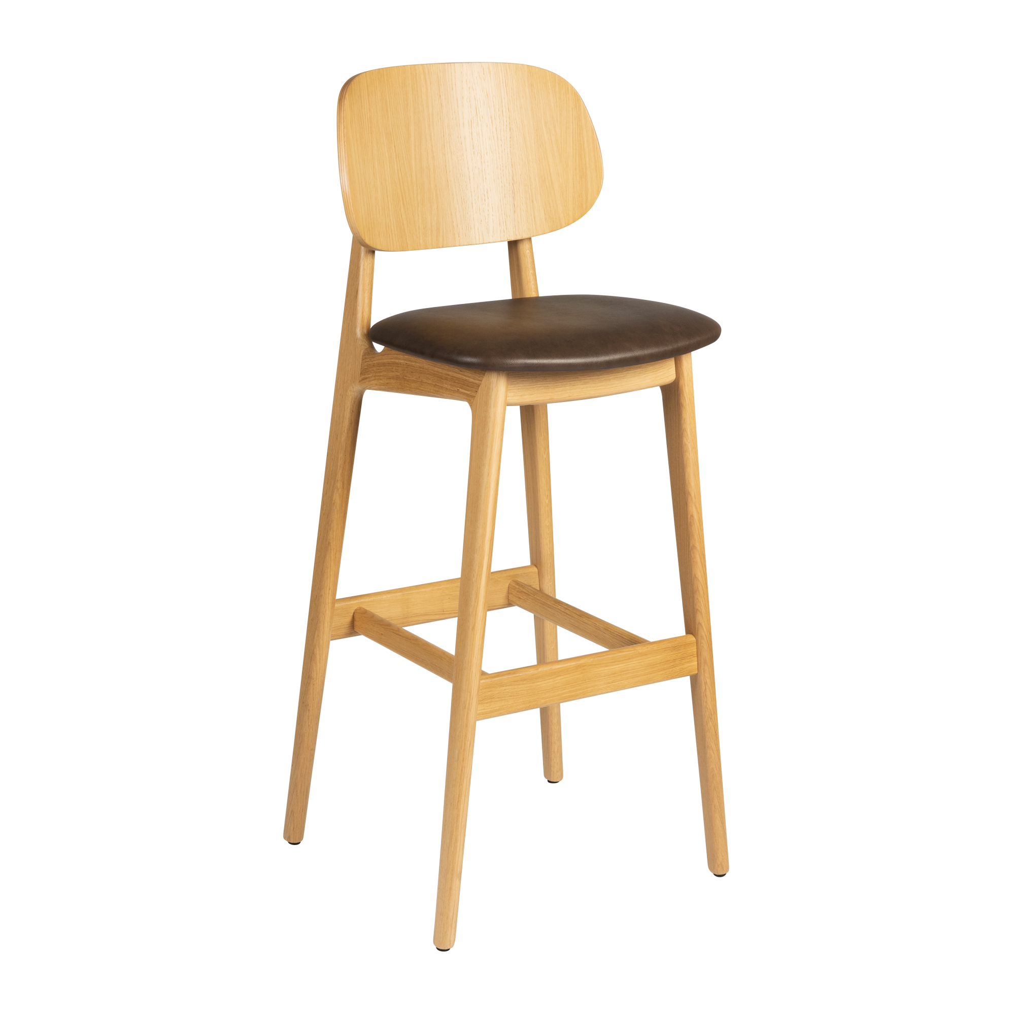 Relish Bar Stool - Natural Oak - Lascari Vintage Brown Seat Pad