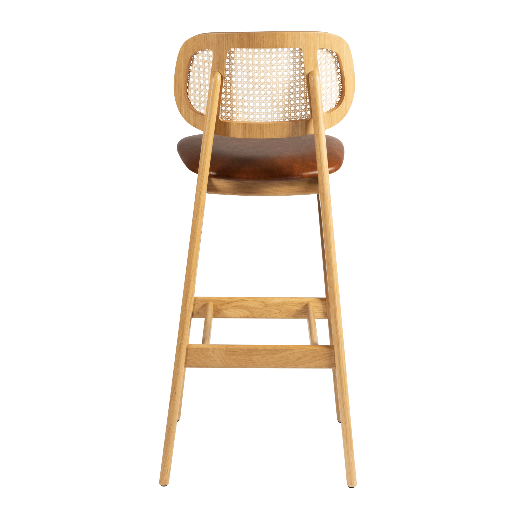 Relish Bar Stool - Natural Oak - Natural Cane Back - Lascari Vintage Tan Seat Pad