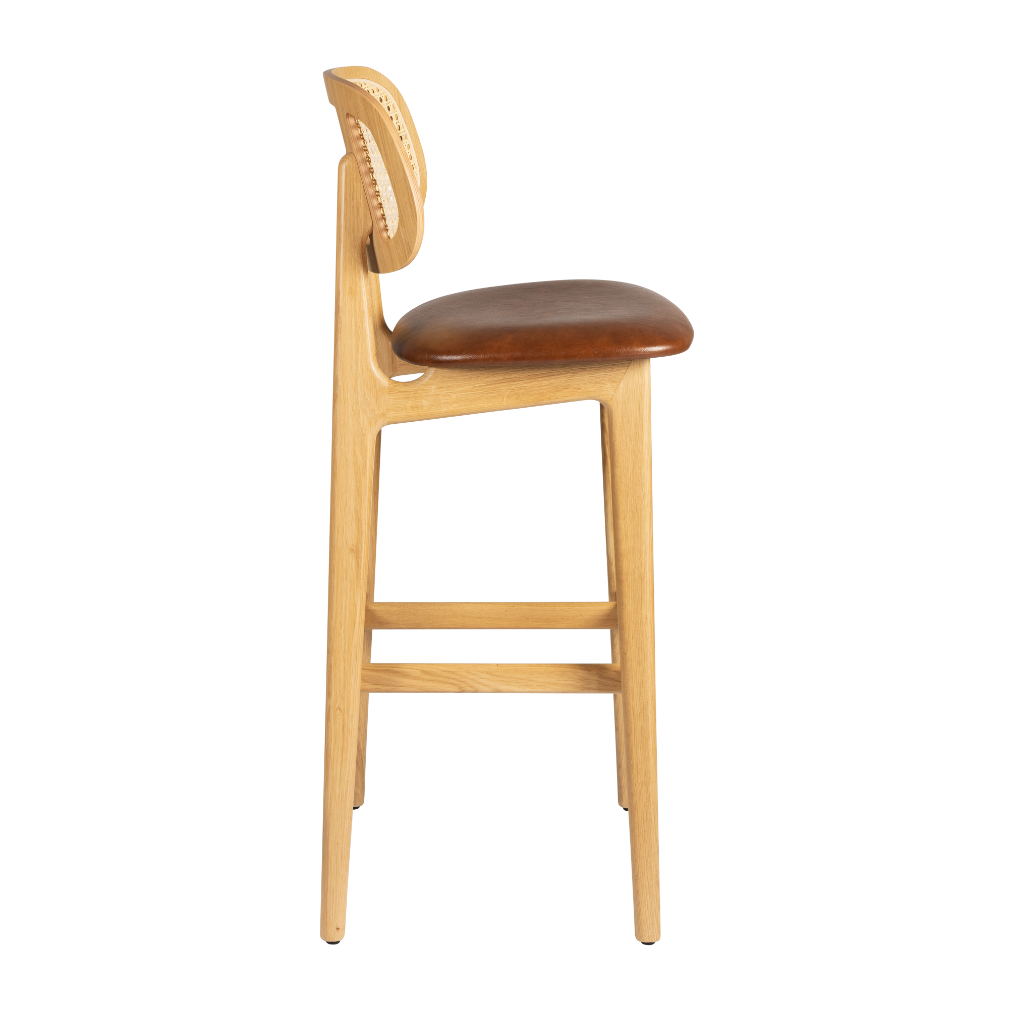 Relish Bar Stool - Natural Oak - Natural Cane Back - Lascari Vintage Tan Seat Pad
