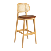 Relish Bar Stool - Natural Oak - Natural Cane Back - Lascari Vintage Tan Seat Pad