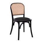 Ronda Stacking Side Chair - Black Frame - Black Velvet Upholstered Seat Pad