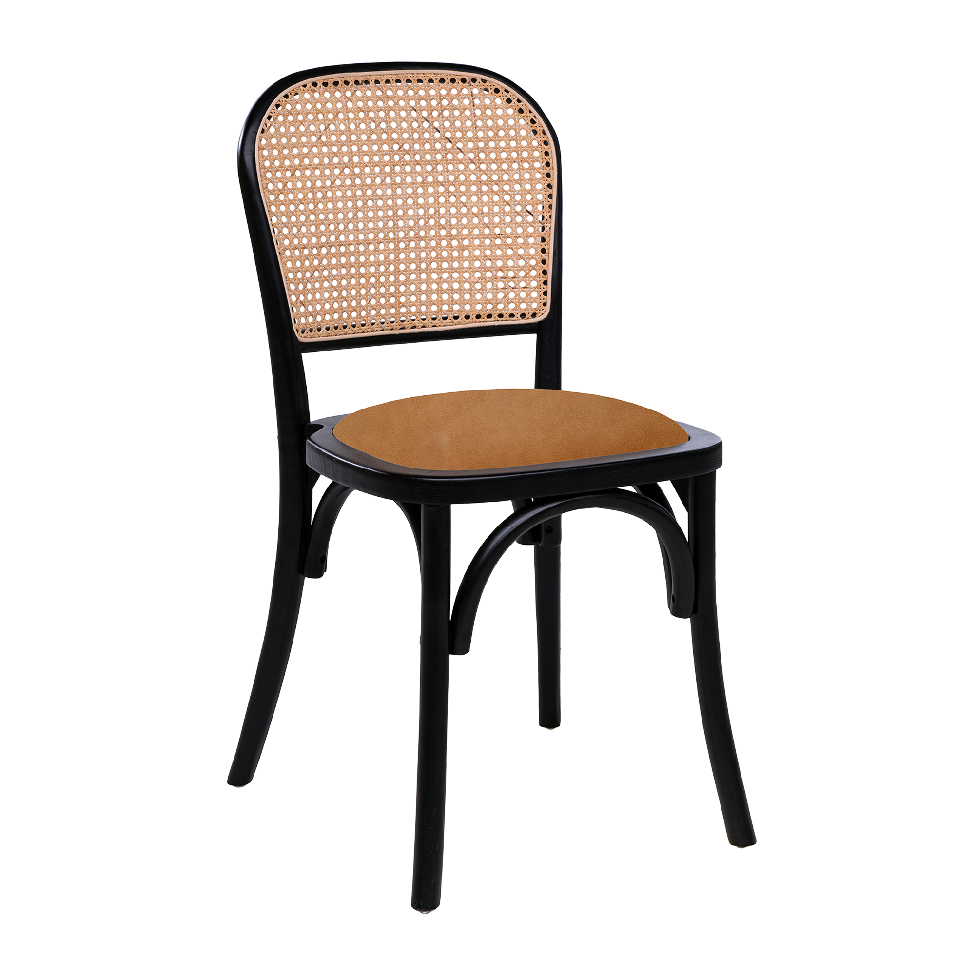 Ronda Stacking Side Chair - Black Frame - Gold Velvet Upholstered Seat Pad
