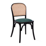 Ronda Stacking Side Chair - Black Frame - Green Velvet Upholstered Seat Pad