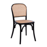 Ronda Stacking Side Chair - Black Frame - Natural Rattan Seat Pad