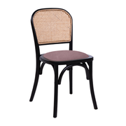 Ronda Stacking Side Chair - Black Frame - Pink Velvet Upholstered Seat Pad
