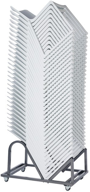 Kasar Set - 20x White Stacking Bar Stools & Storage Trolley