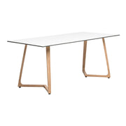Wings Dining Table - Oak - 180x80cm - 12mm White HPL Table Top