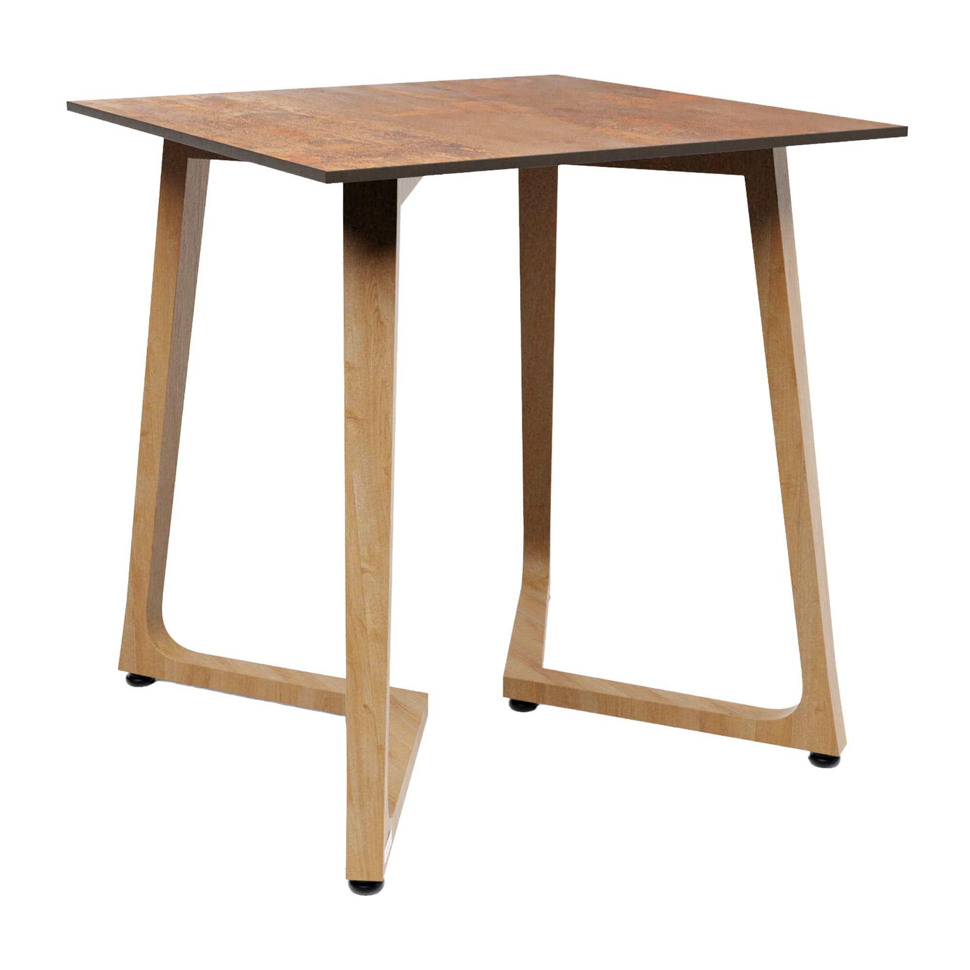 Wings Dining Table - Oak - 70x70cm - 12mm Rust HPL Table Top