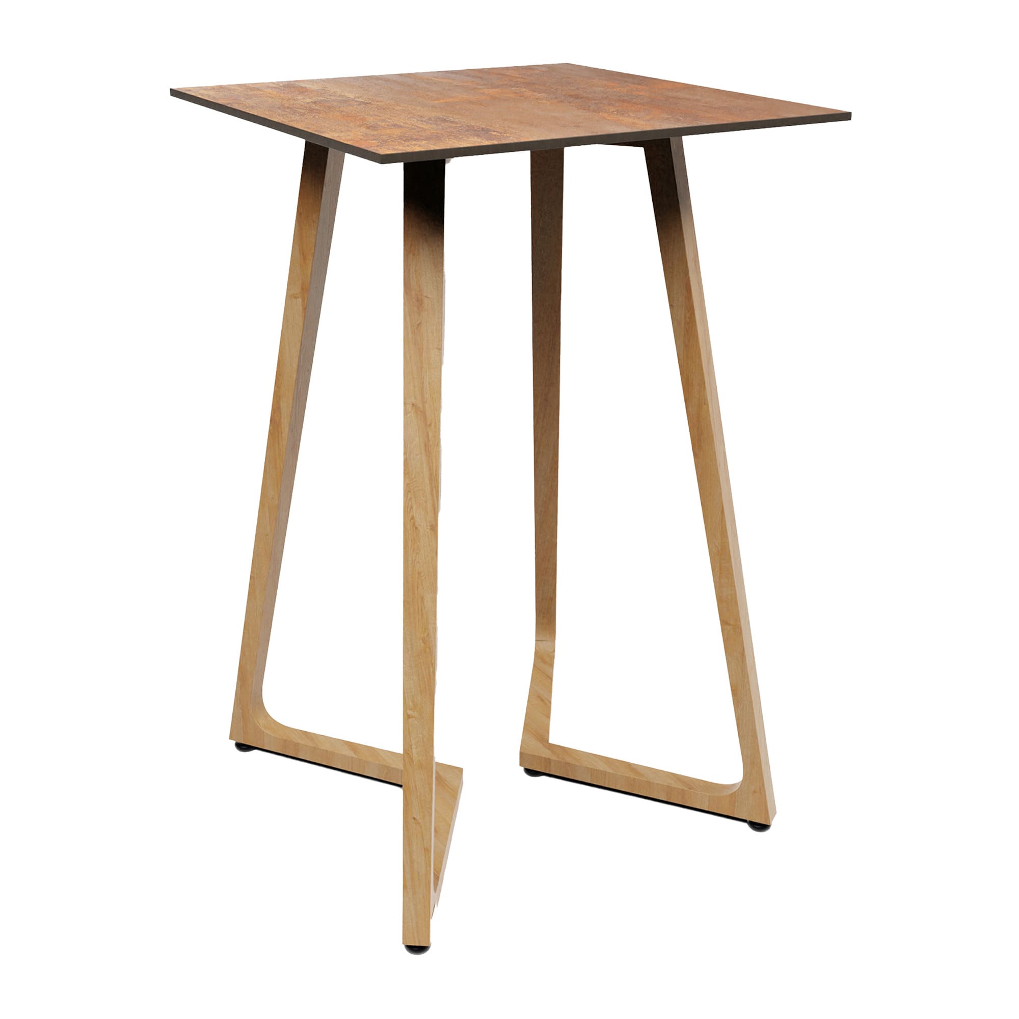 Wings Poseur Table - Oak - 70x70cm - 12mm Rust HPL Table Top