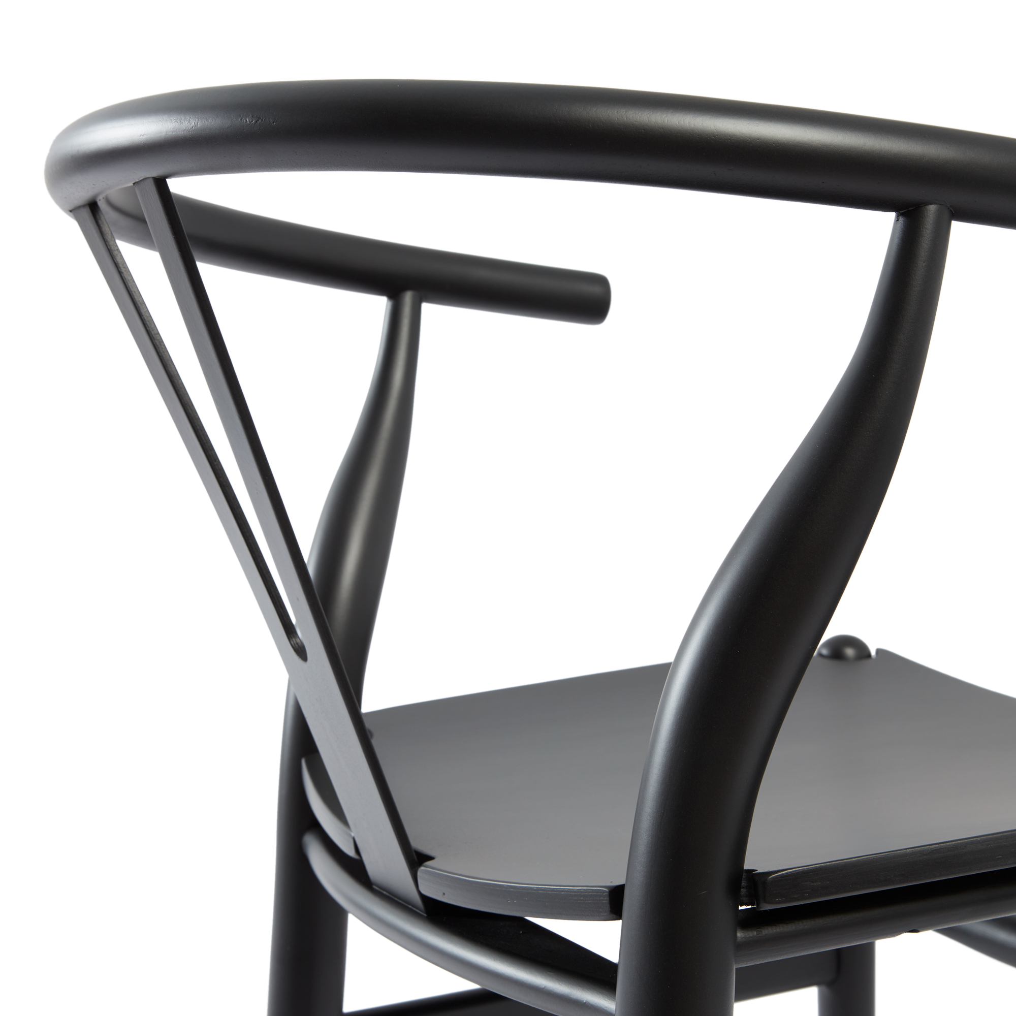 Wishbone Style Armchair - Solid Beech - Satin Black