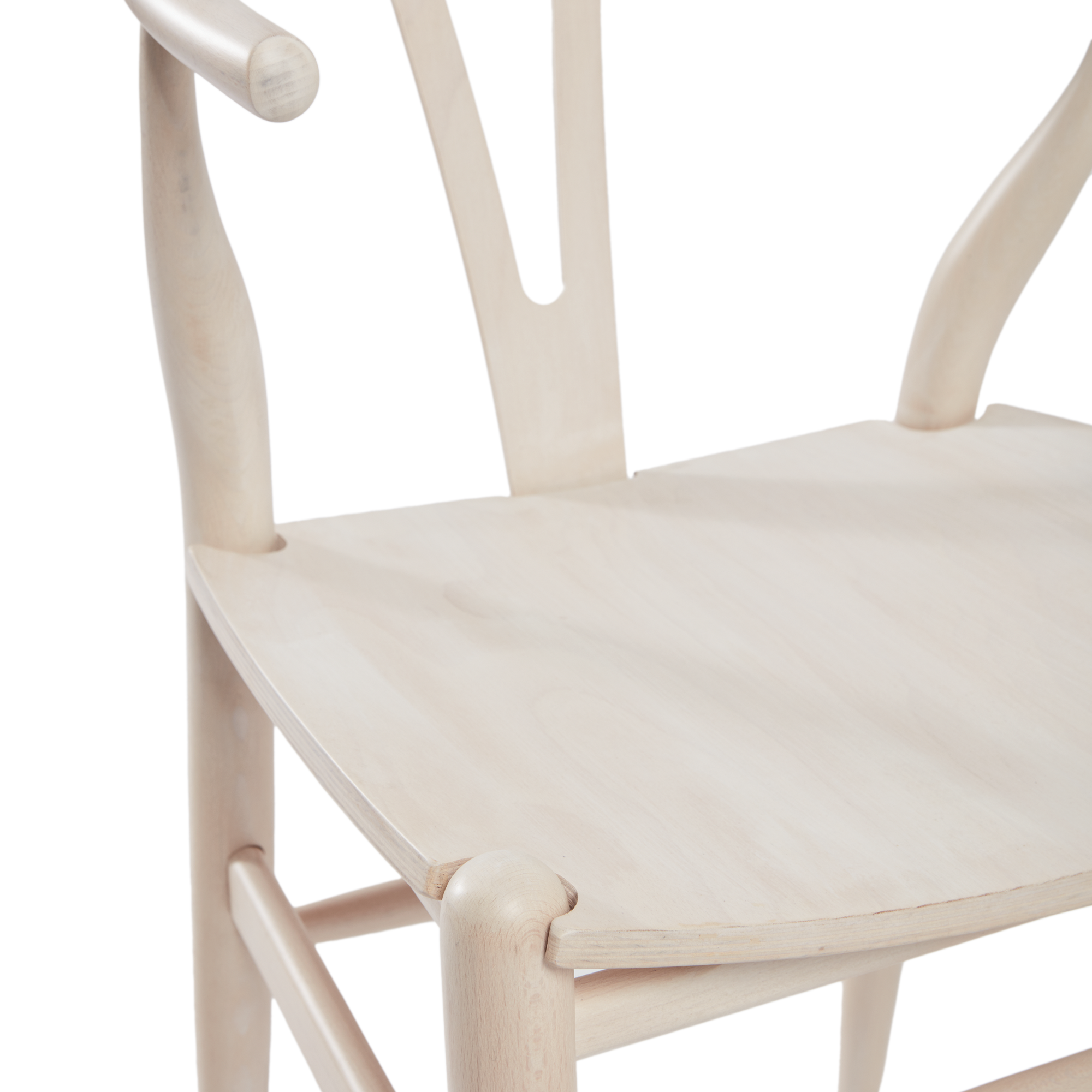 Wishbone Style Armchair - Solid Beech - Whitewash