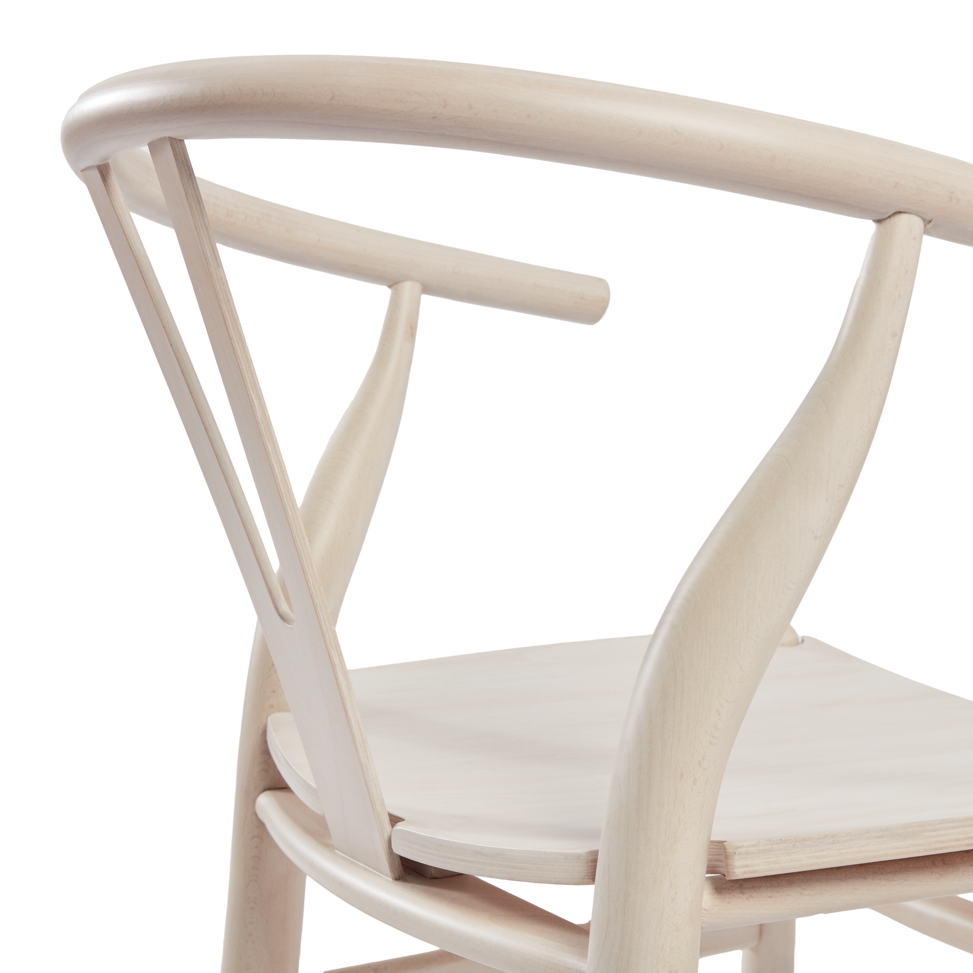 Wishbone Style Armchair - Solid Beech - Whitewash