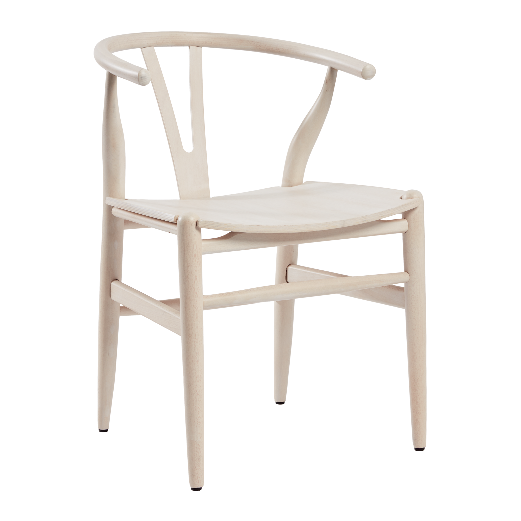 Wishbone Style Armchair - Solid Beech - Whitewash