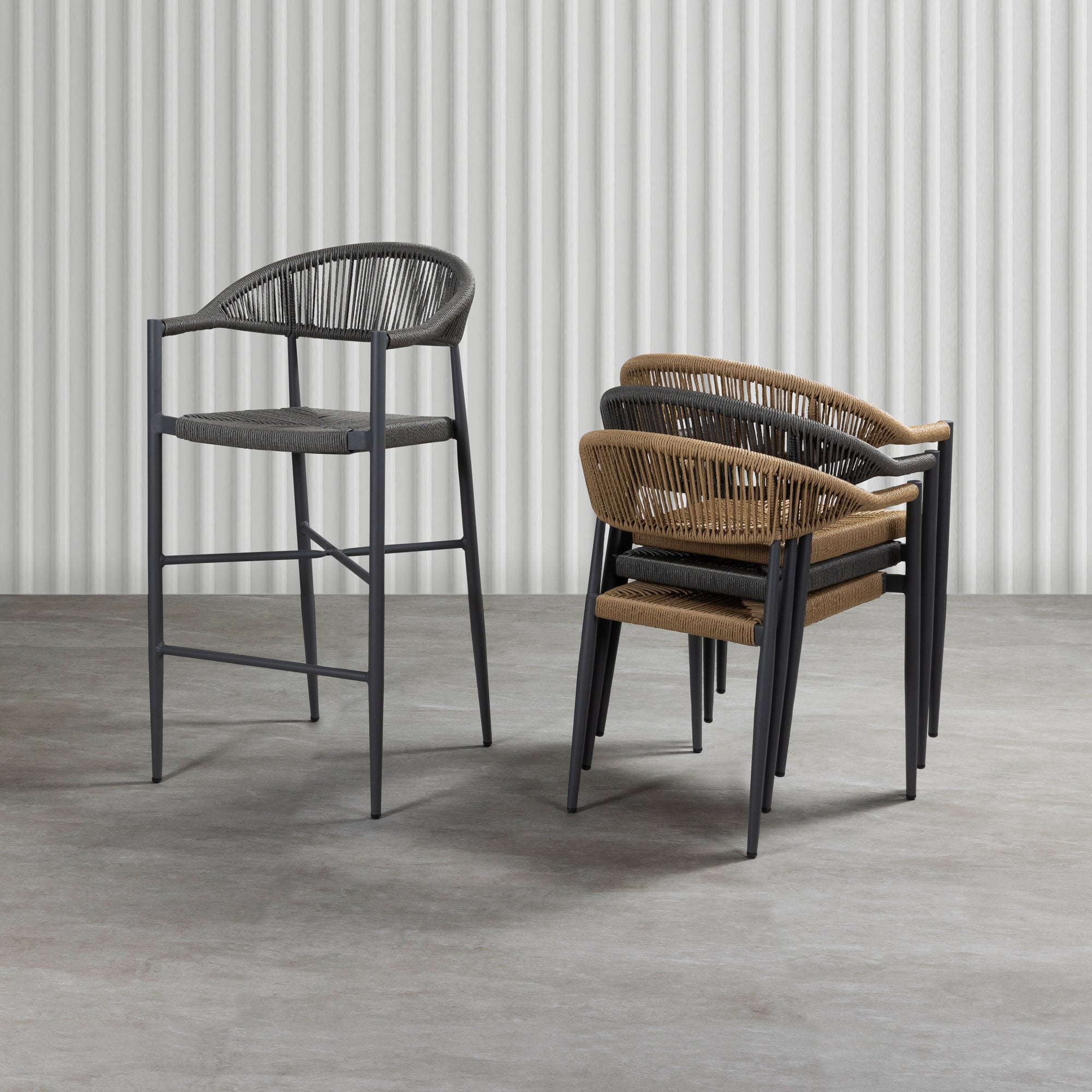 Atlantic Stacking Bar Stool - Dark Grey